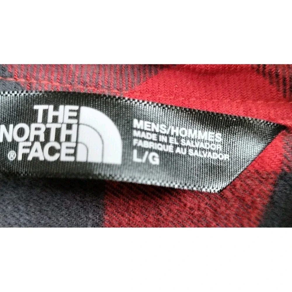 The North Face Flannel Shirt Mens Large Red Black Buffalo Check Long Sleeve